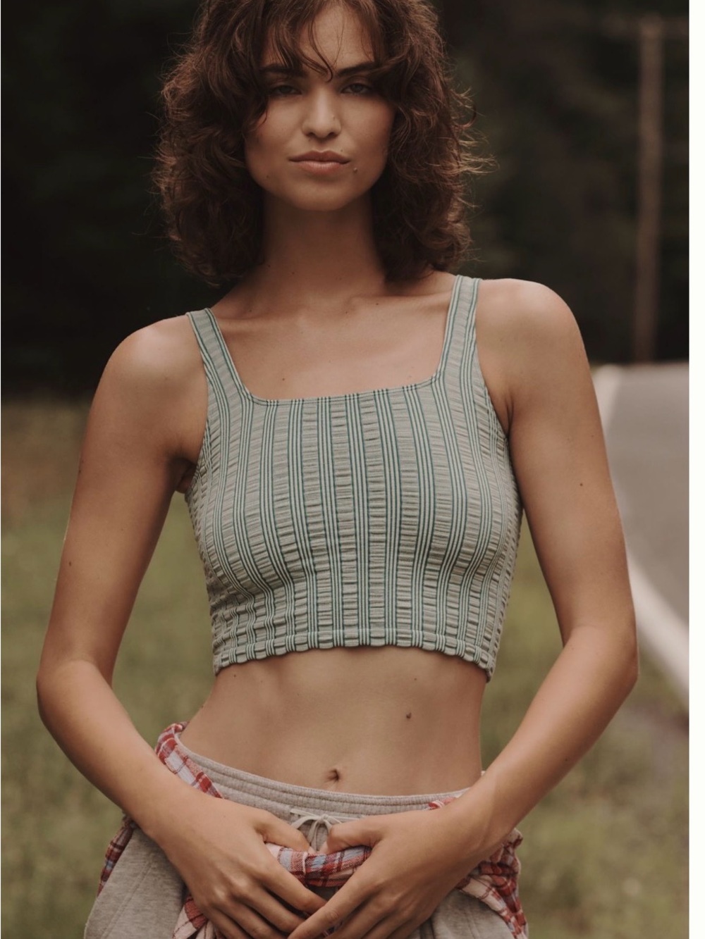 The Hannah Striped Square-Neck Cropped Tank Top